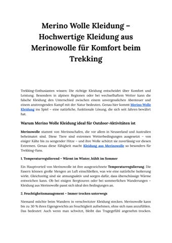 Merino Wolle Kleidung – Hochwertige Kleidung aus Merinowolle für Komfort beim Trekking