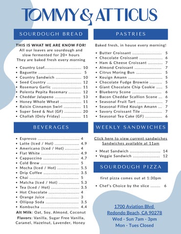 Tommy and Atticus Menu