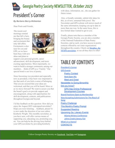 Georgia Poetry Society Newsletter