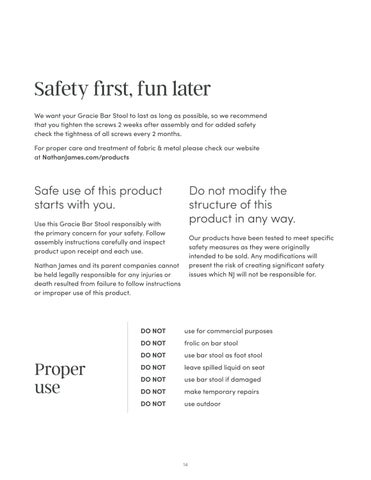 Gracie Bar 凳 Instruction Sheet 24304 第 14 页