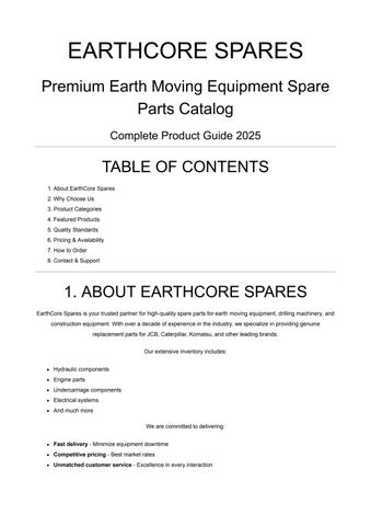 Premium Earth Moving Equipment Spare Parts Catalog"