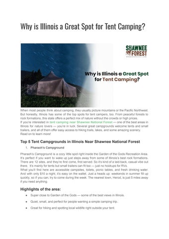 Why is Illinois a Great Spot for Tent Camping?