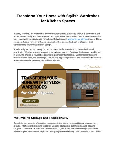 Functional Wardrobes for Kitchen Spaces