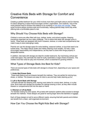 Creative Kids Beds with Storage for Comfort and Convenience