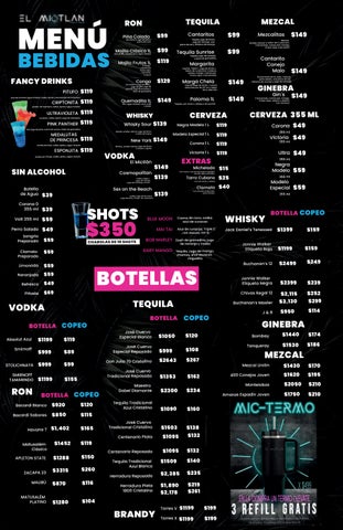 MENU BEBIDAS