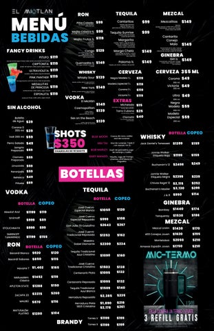 MENU BEBIDAS