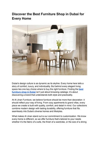 Discover the Best Furniture Shop in Dubai for Every Home