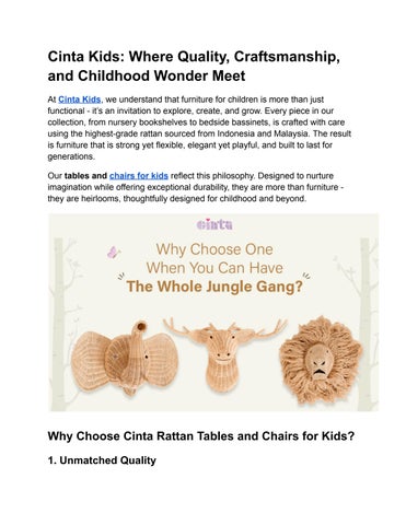 Cinta Kids: Where Quality, Craftsmanship, and Childhood Wonder Meet