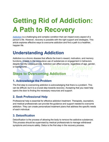 Getting Rid of Addiction_ A Path to Recovery by ...