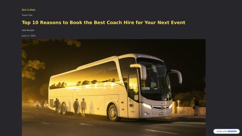 Top 10 Reasons to Book the Best Coach Hire for Your Next Event