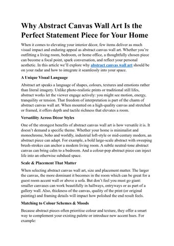 Why Abstract Canvas Wall Art Is the Perfect Statement Piece for Your Home