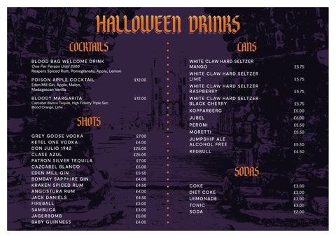 T2 STA Halloween Menu