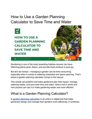 How to Use a Garden Planning Calculator to Save Time and Water