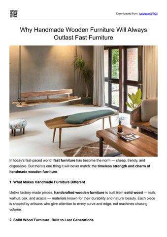 Why Handmade Wooden Furniture Will Always Outlast Fast Furniture