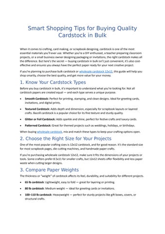 Smart Shopping Tips for Buying Quality Cardstock in Bulk