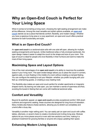 Why an Open-End Couch is Perfect for Your Living Space