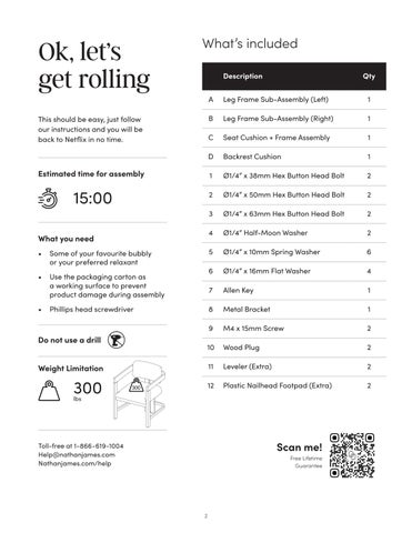 Veya 餐椅 Instruction Sheet 24910 第 2 页