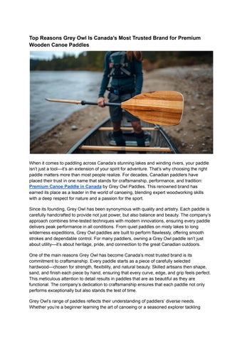 Top Reasons Grey Owl Is Canada’s Most Trusted Brand for Premium Wooden Canoe Paddles