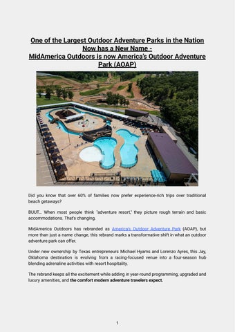 One of the Largest Outdoor Adventure Parks in the Nation Now has a New name - MidAmerica Outdoors is