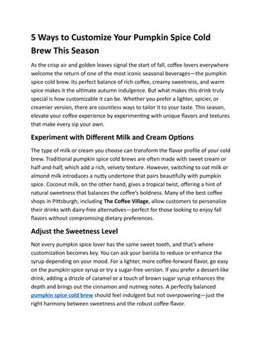 5 Ways to Customize Your Pumpkin Spice Cold Brew This Season