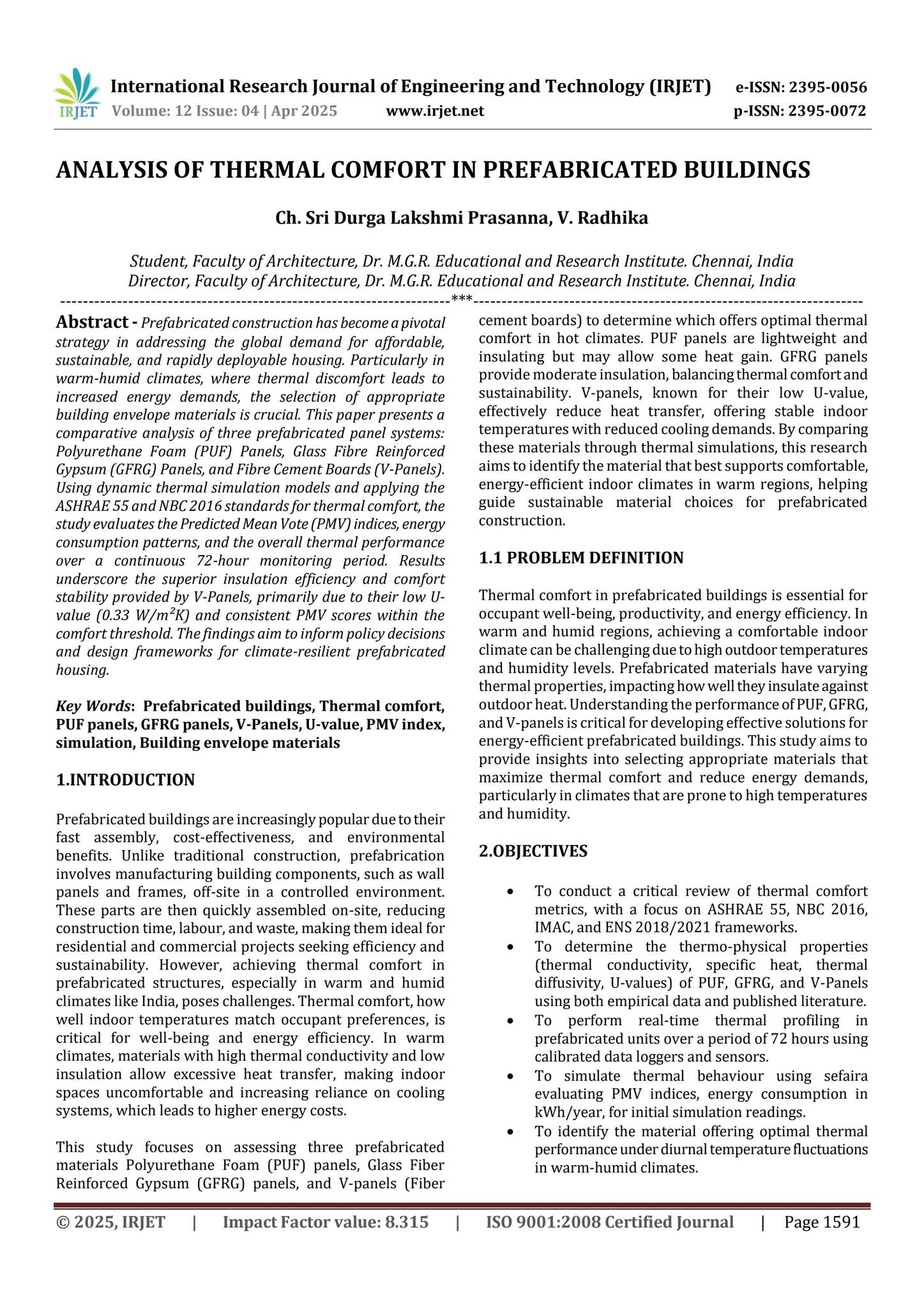 ANALYSIS OF THERMAL COMFORT IN PREFABRICATED BUILDINGS by IRJET Journal ...