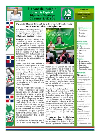 Boletín 5 correspondiente a los meses de Agosto, septiembre y octubre del 2025