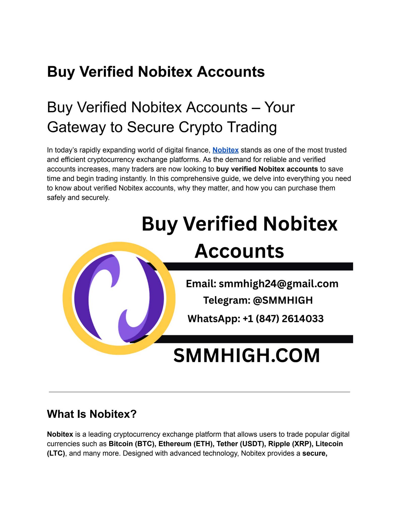 Buy Verified Nobitex Accounts by Smmhigh - Issuu
