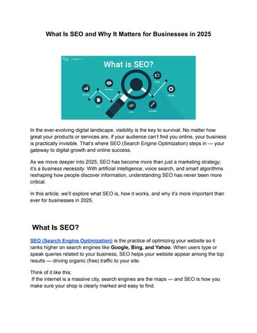 What Is SEO and Why It Matters for Businesses in 2025