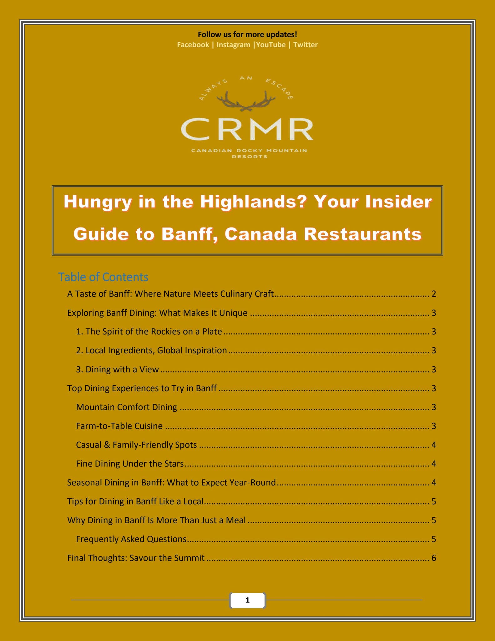 Insider Guide to Banff Canada Restaurants by Web Cures Digital - Issuu