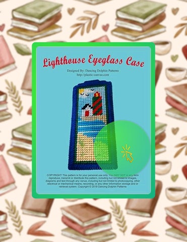 Digital Book Lighthouse Eyeglass Case: Plastic Canvas Pattern by Dancing Dolphin Patterns