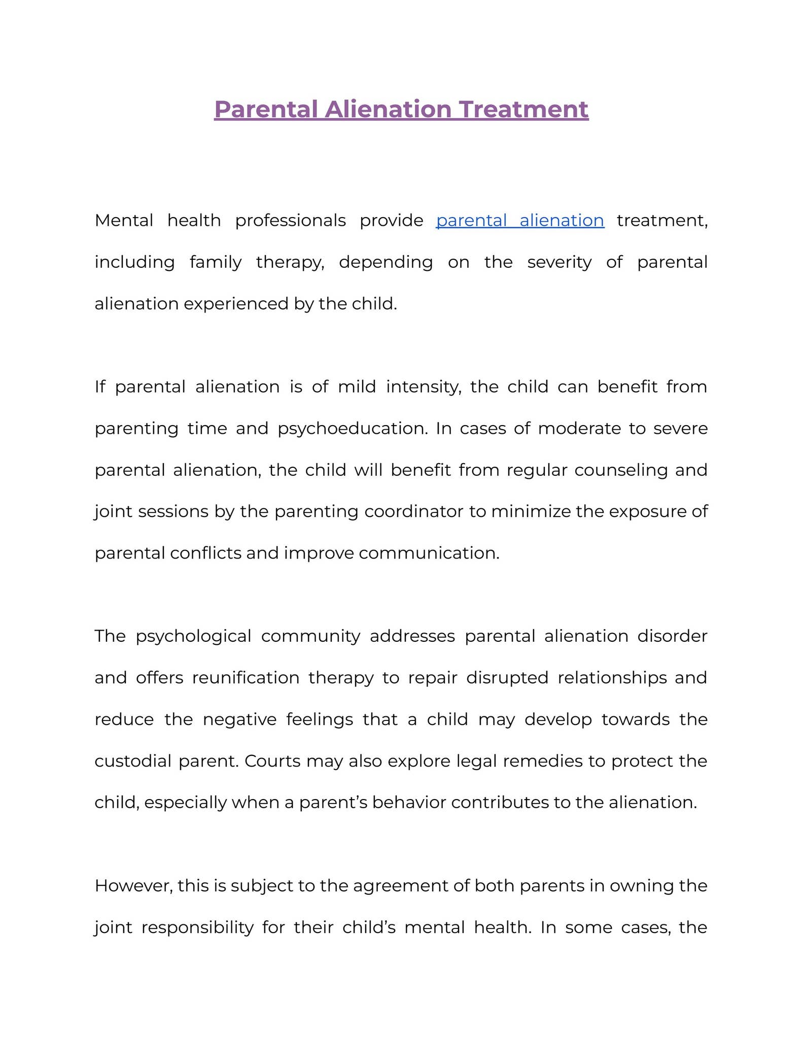 Parental Alienation Treatment by mentalhealthtalks - Issuu
