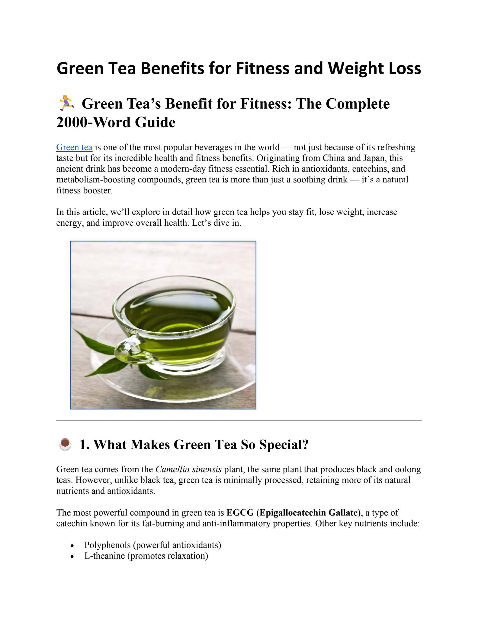 Green Tea Benefits for Fitness and Weight Loss by habiba hossain - Issuu