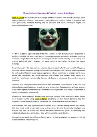 Moon in Cancer Meaning & Traits | Honest Astrologer