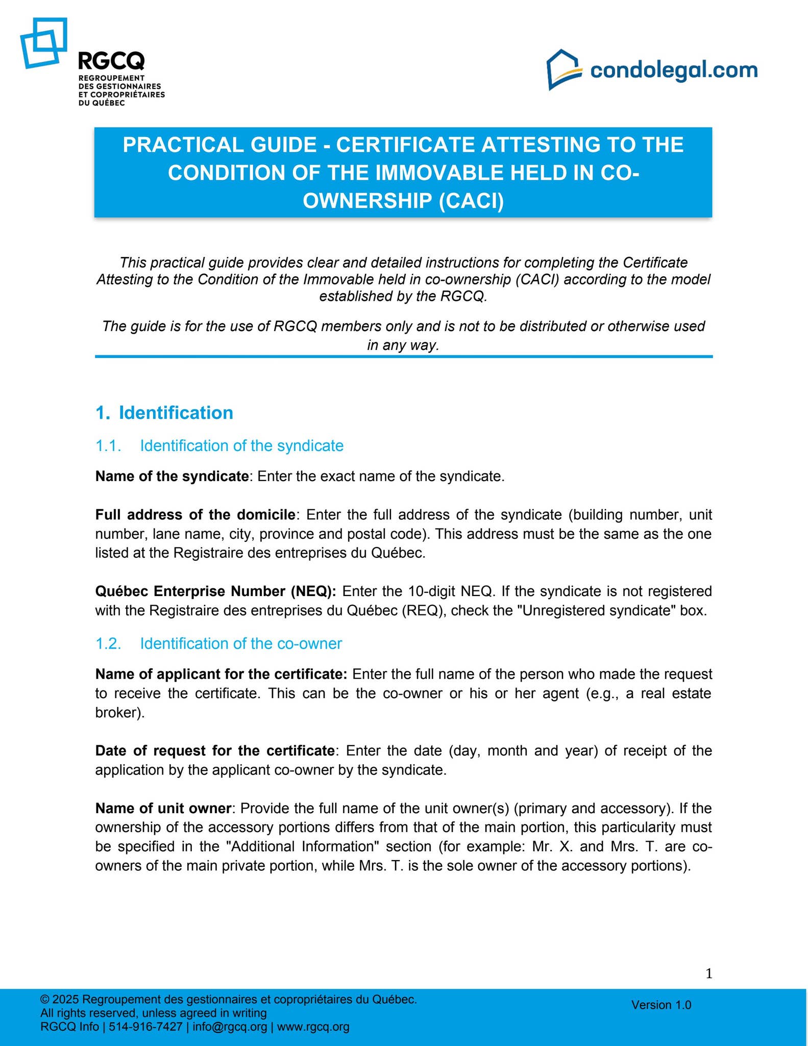 Practical Guide - Certificate Attesting to the Condition of the ...