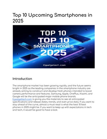 Top 10 Upcoming Smartphones in 2025