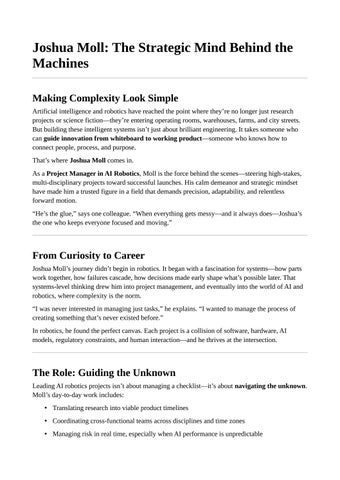 Joshua Moll- The Strategic Mind Behind the Machines