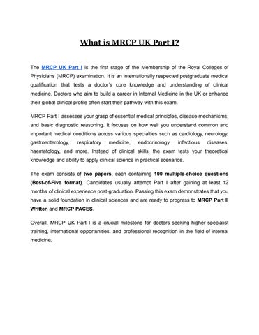 A Complete Introduction to MRCP UK Part I by farz-academy - Issuu