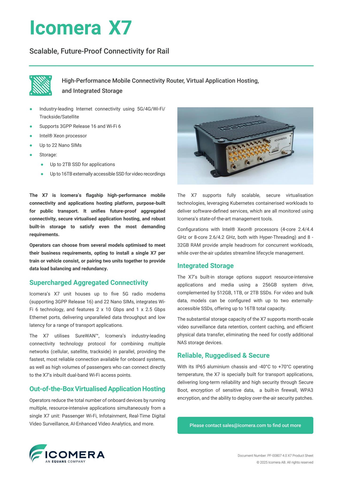 Icomera Router Icomera X7 Mobile Connectivity and Applications Router Product Sheet by ...