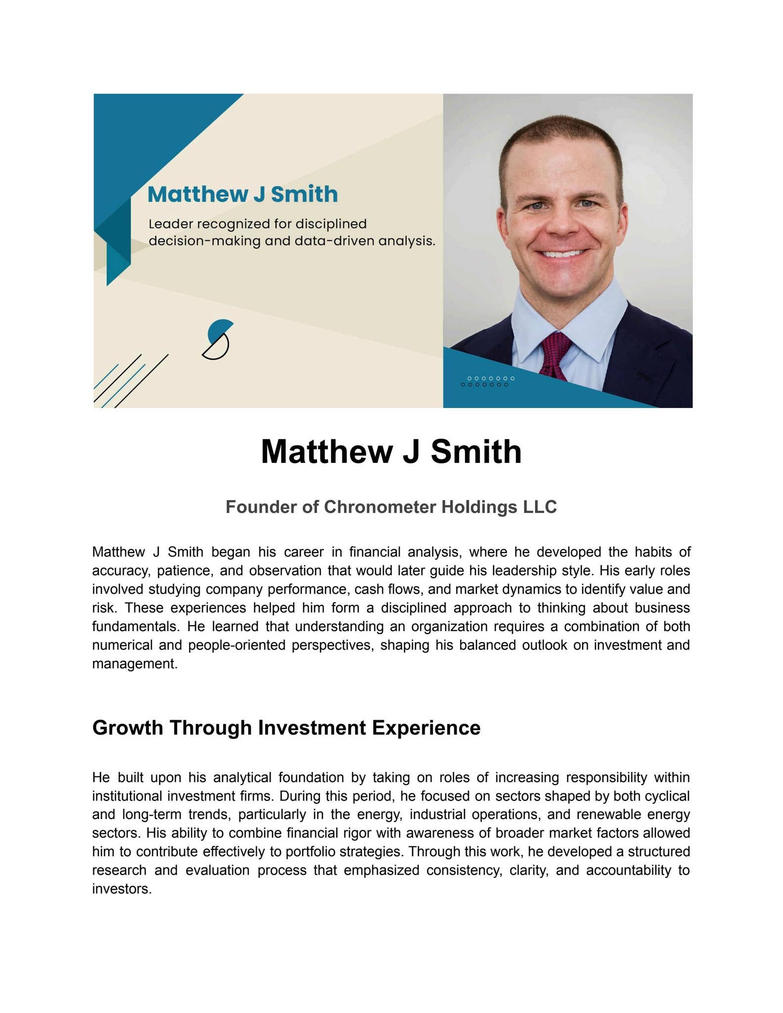 Biography of Matthew J Smith by Matthew J Smith - Issuu