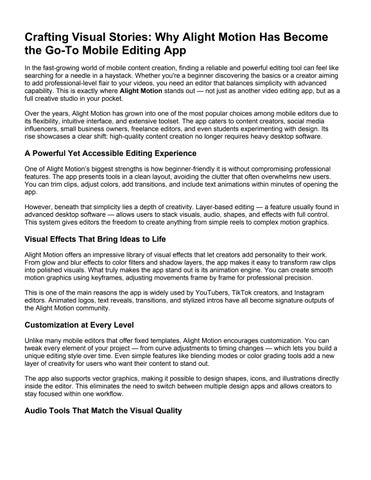 Crafting Visual Stories_ Why Alight Motion Has Become the Go-To Mobile Editing App