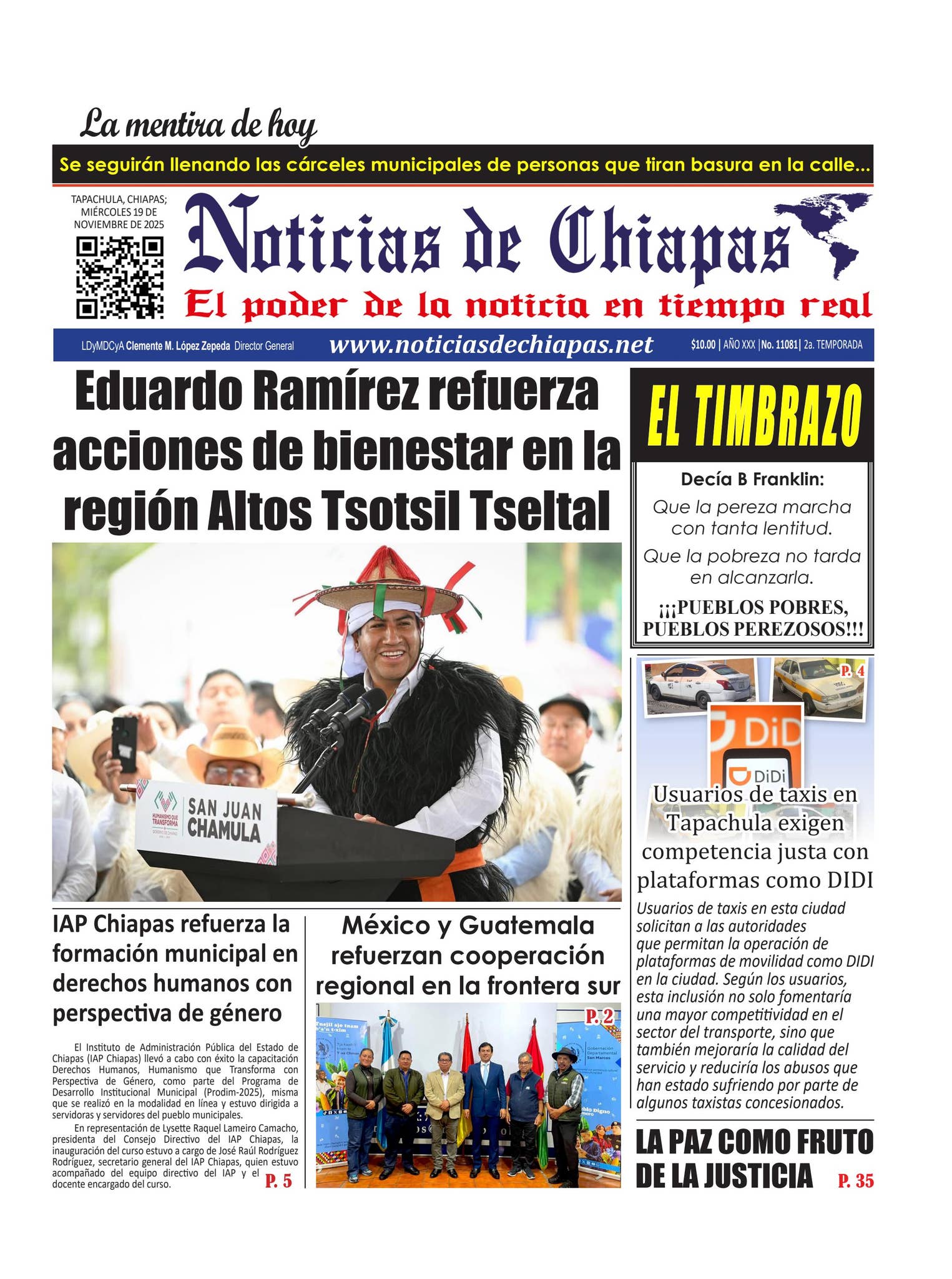 Periódico Noticias de Chiapas, Edición Virtual Miércoles 19 de ...