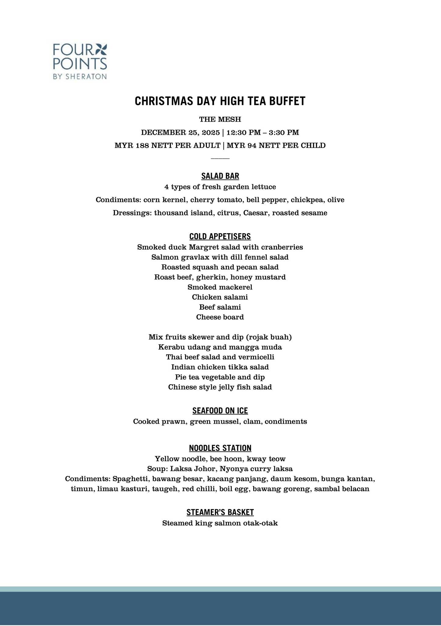 e-Menu: Christmas Day High Tea Buffet at The Mesh by Four Points by ...
