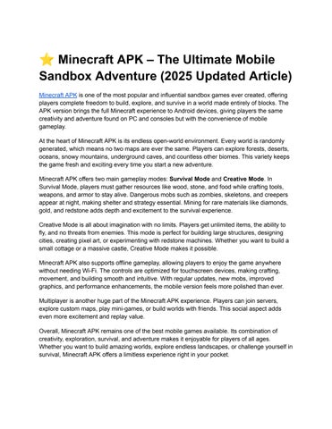 Minecraft APK Download Latest Version 2025 – Build & Explore Freely