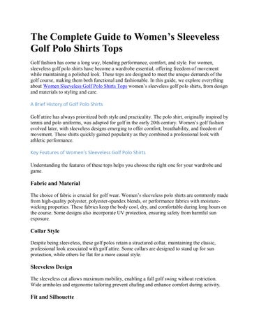 The Complete Guide to Women’s Sleeveless Golf Polo Shirts Tops