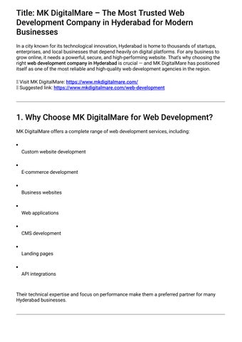 web development company hyderabad by MK Digital Mare - Issuu
