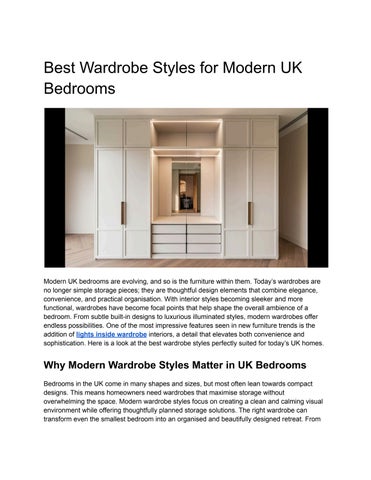 Best Wardrobe Styles for Modern UK Bedrooms