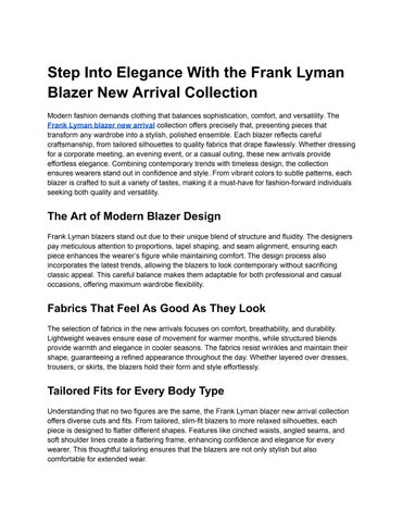  Step Into Elegance With the Frank Lyman Blazer New Arrival Collection