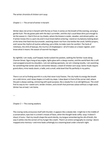 The winter chronicle of chicken corn soup