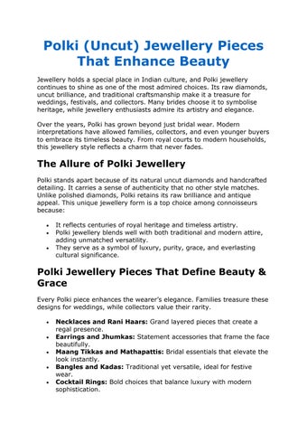 Polki (Uncut) Jewellery Pieces That Enhance Beauty