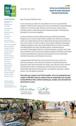 Mill River Park Annual Appeal Letter